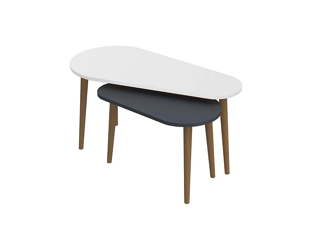 Set tavolini da salotto antracite bianco Pear