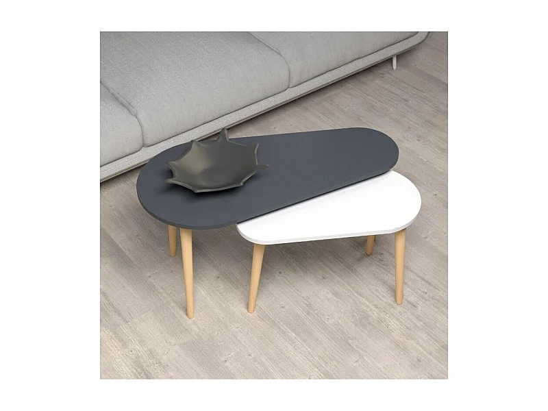 Set tavolini da salotto antracite bianco Pear