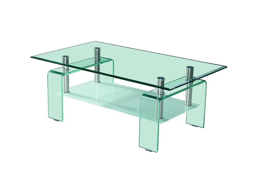 Tavolino con due ripiani in vetro Crystal 100x60x39h