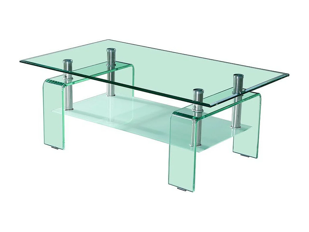 Tavolino con due ripiani in vetro Crystal 100x60x39h