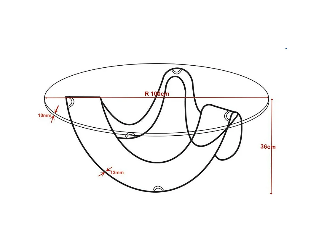 Tavolino rotondo da salotto in vetro temperato curvato Carpino 100x100x36