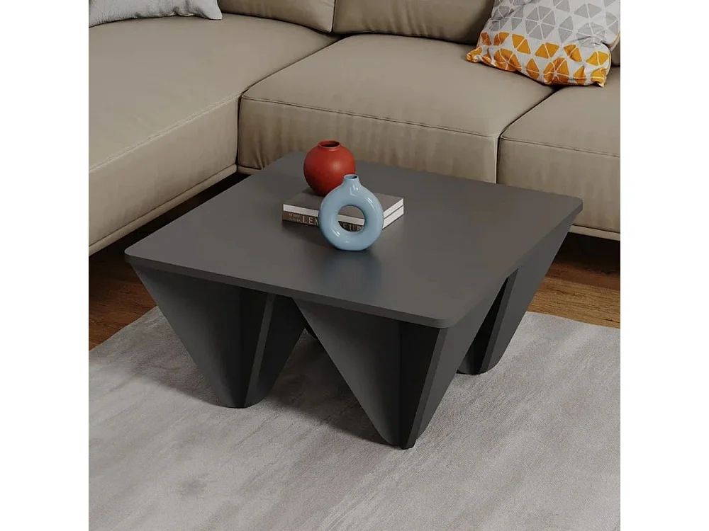 Tavolino quadrato da salotto Diamond 80x80 colore antracite