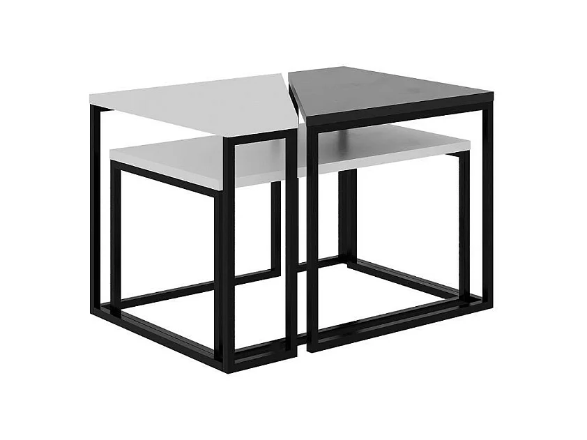 Set 3 tavolini da salotto OhLady colore bianco e antracite