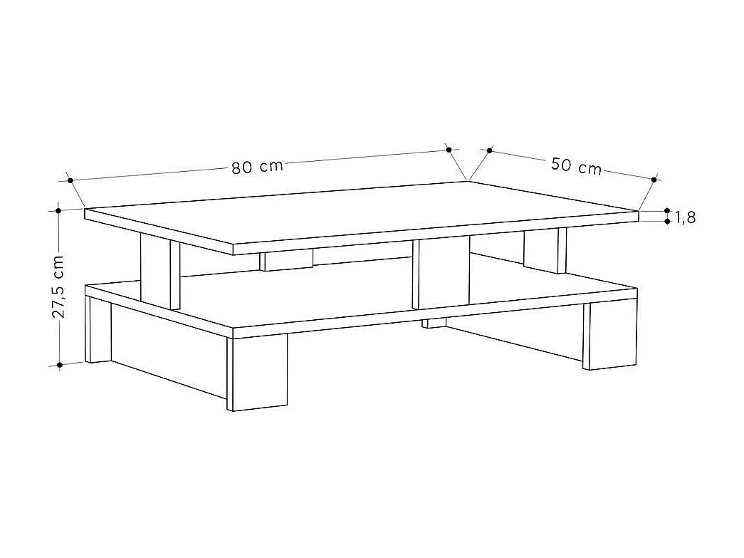 Tavolino da salotto antracite doppio ripiano Mansu