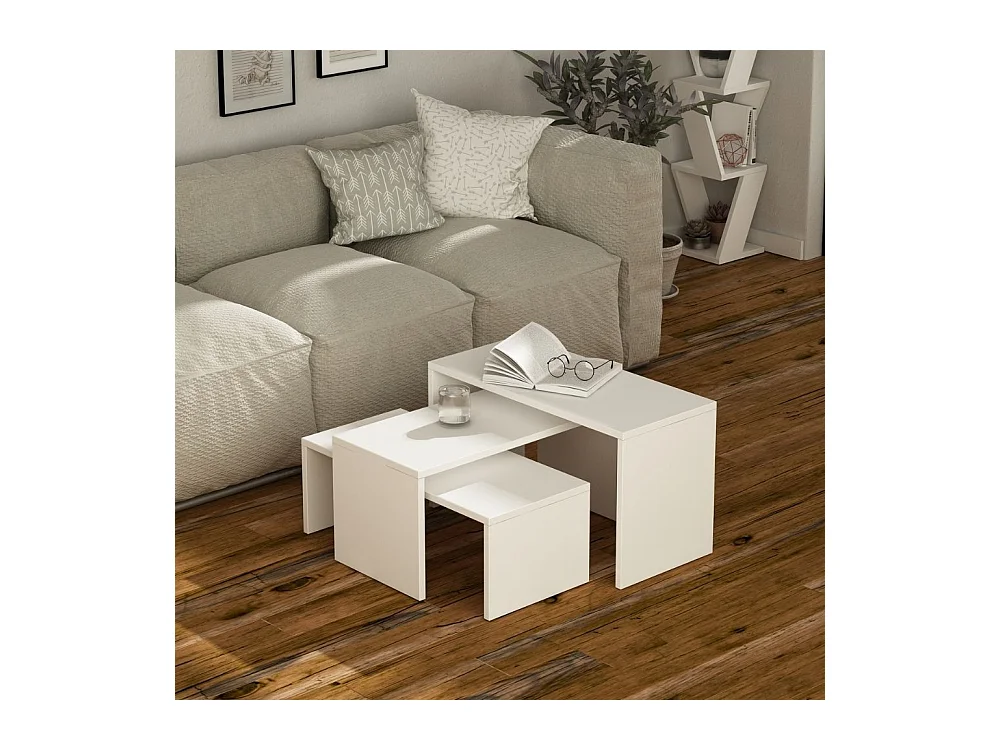 Tris tavolini da salotto bianco Kanta
