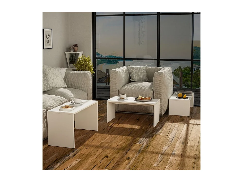 Tris tavolini da salotto bianco Kanta