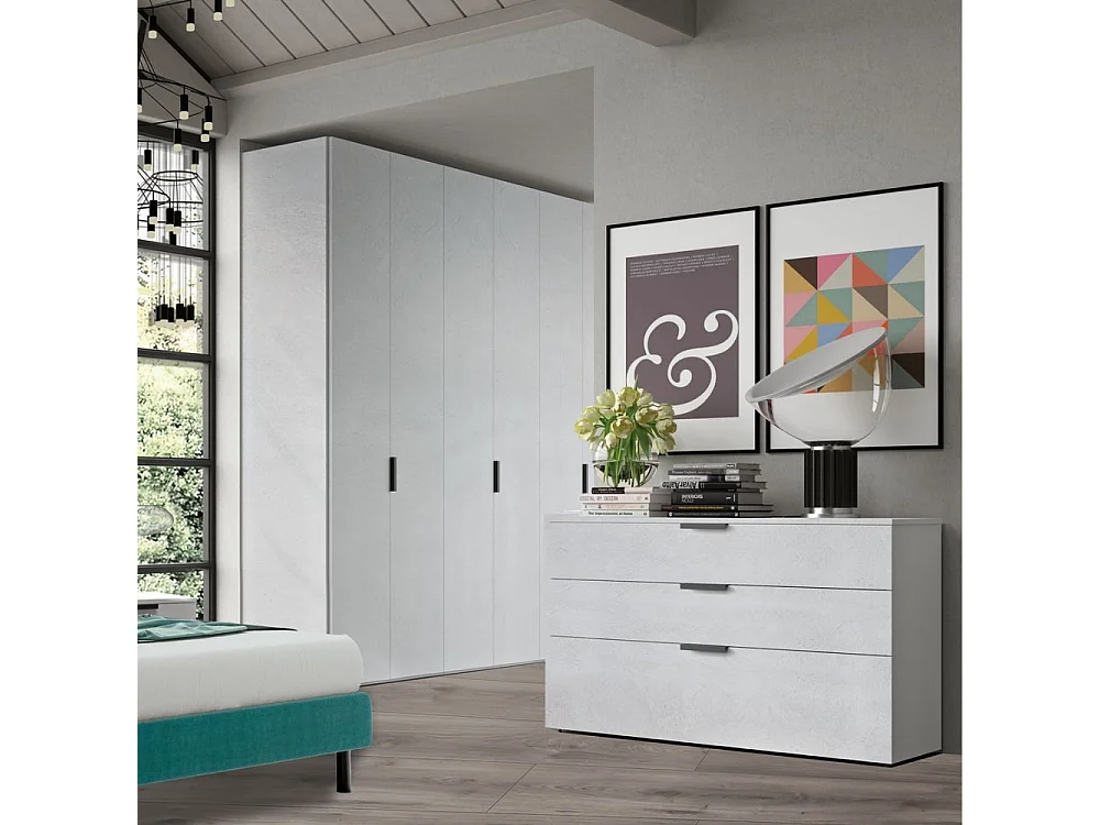 Camera da letto bianco portland e maniglie antracite Follia