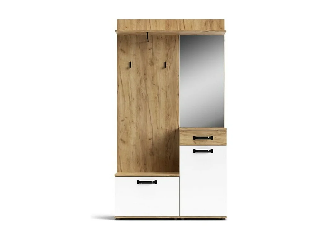 Mobile ingresso rovere bianco con scarpiera e specchio Mosso MO6