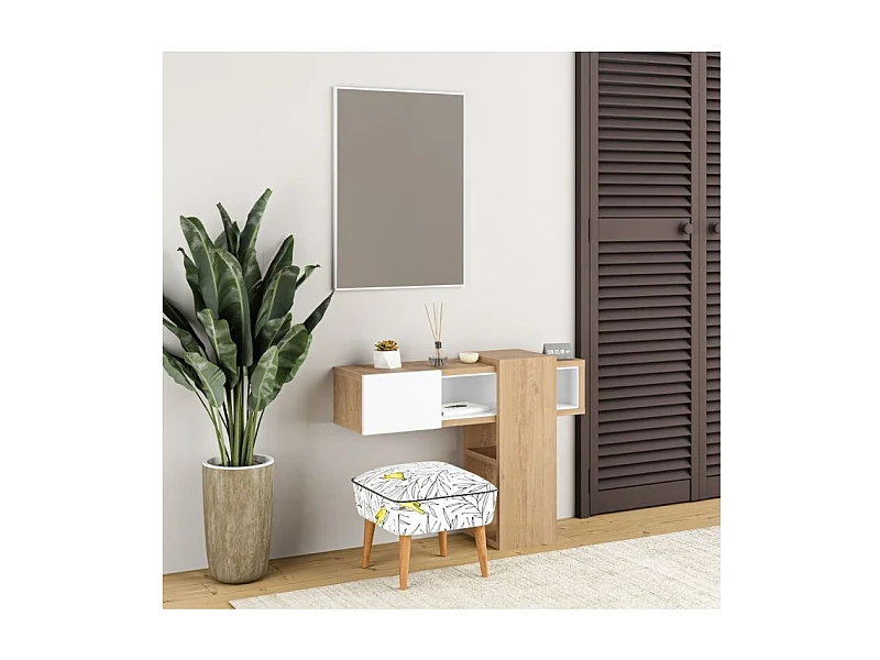 Ingresso con specchio Efes colore rovere bianco