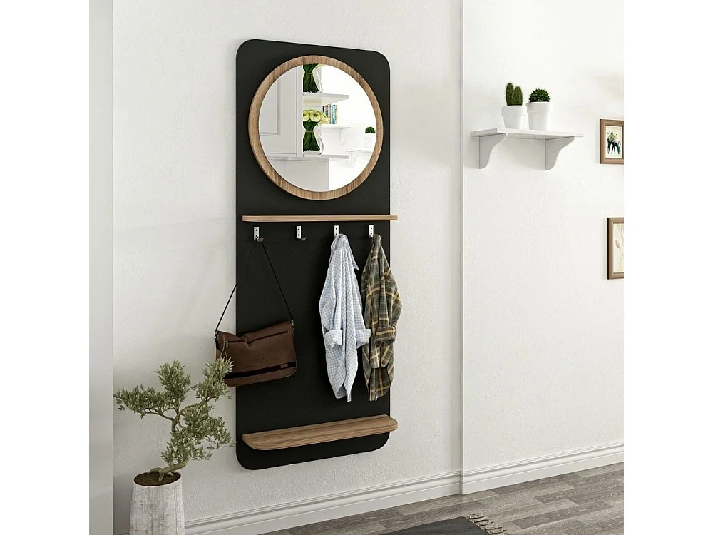 Mobile ingresso con specchio e appendiabiti Slimingresso colore nero