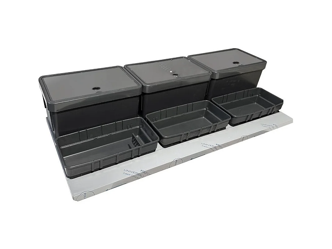 Pattumiera sottolavello 3 contenitori e 3 vaschette ABS DOIMO filtro anti odore 110.5x48x24.5H