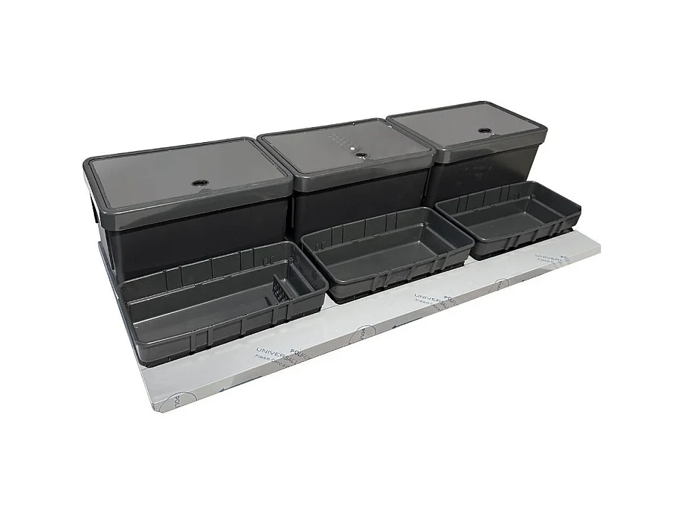 Pattumiera sottolavello 3 contenitori e 3 vaschette ABS DOIMO filtro anti odore 110.5x48x24.5H