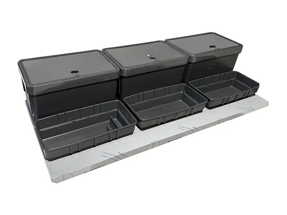 Pattumiera sottolavello 3 contenitori e 3 vaschette ABS DOIMO filtro anti odore 110.5x48x24.5H