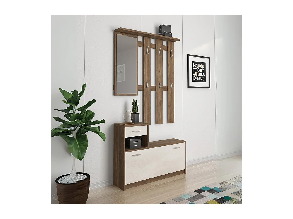 Mobile ingresso con scarpiera Rudolf colore noce eastwood e spatolato