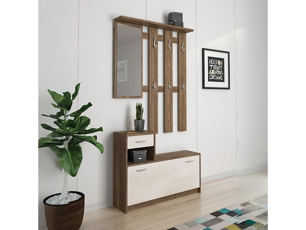 Mobile ingresso con scarpiera Rudolf colore noce eastwood e spatolato