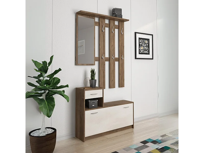 Mobile ingresso con scarpiera Rudolf colore noce eastwood e spatolato