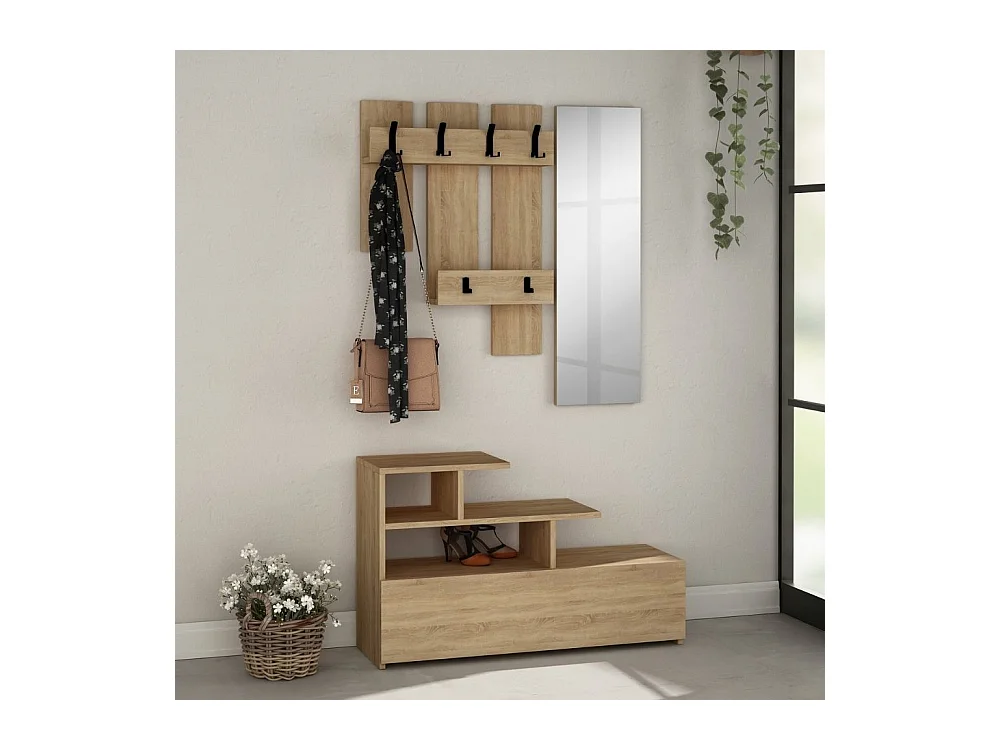 Mobile ingresso rovere oak con scarpiera e specchio Vesty