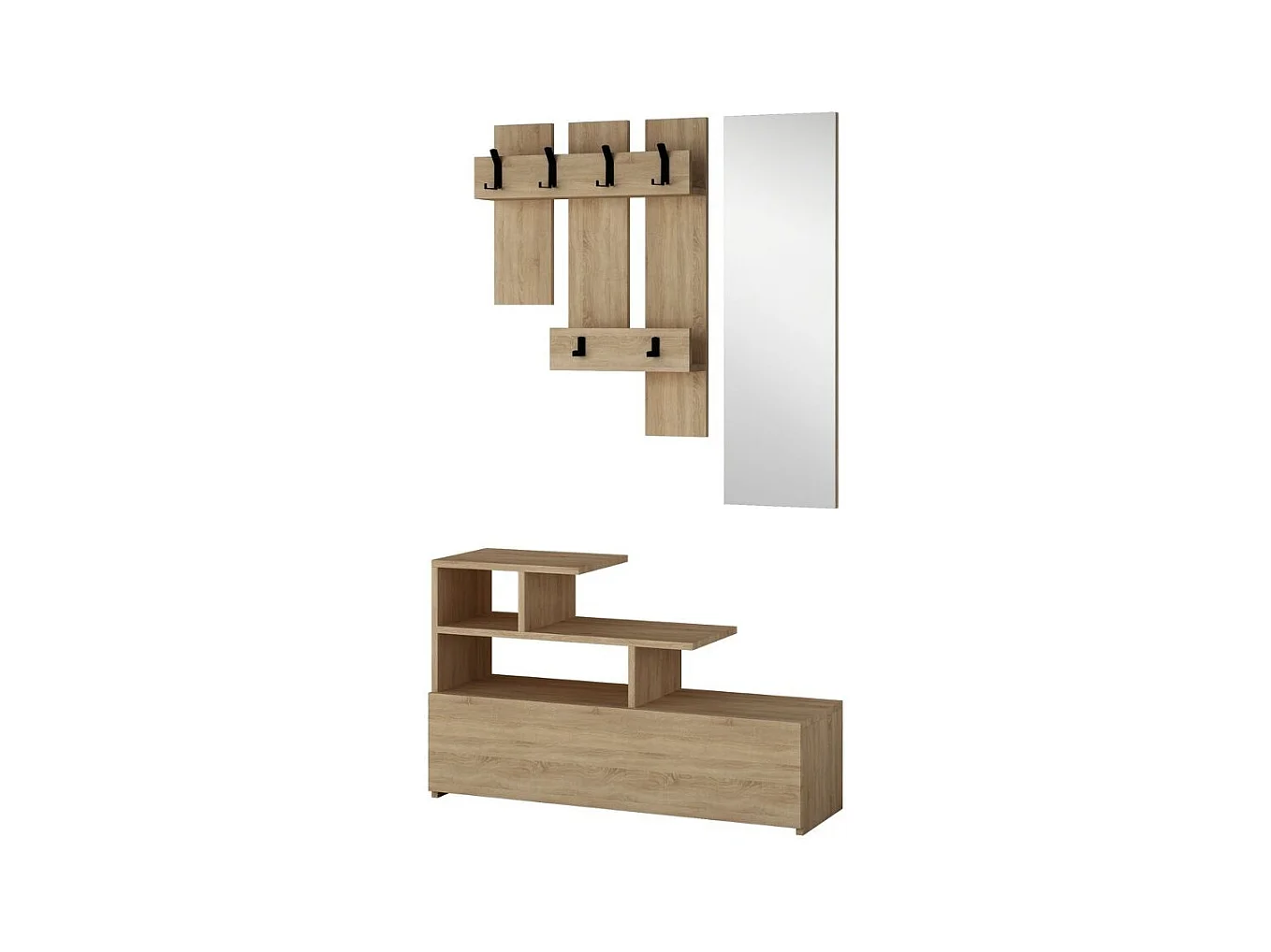 Mobile ingresso rovere oak con scarpiera e specchio Vesty