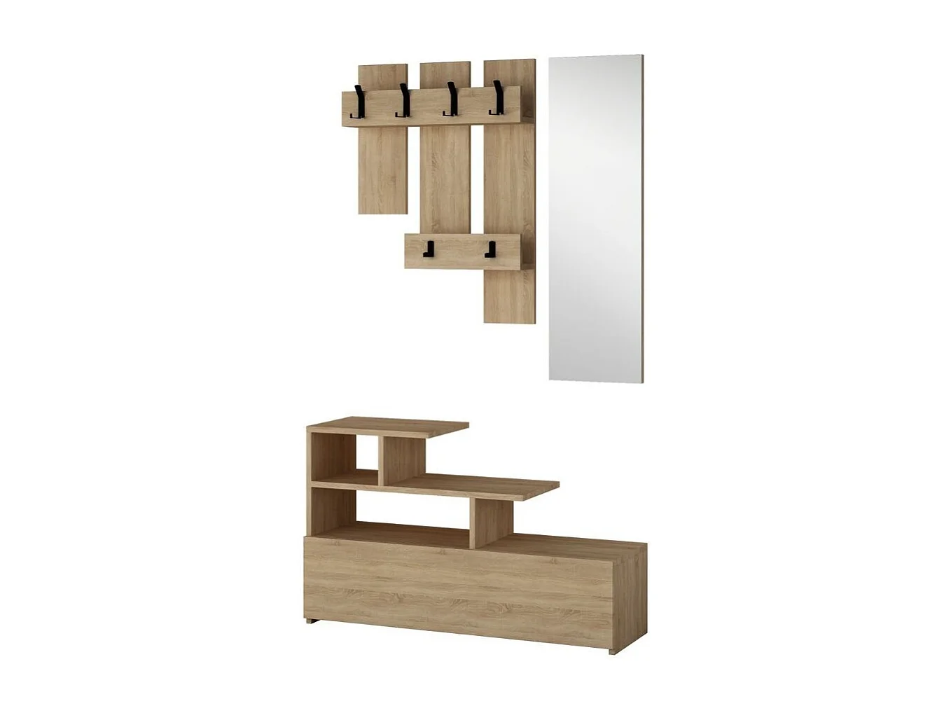Mobile ingresso rovere oak con scarpiera e specchio Vesty
