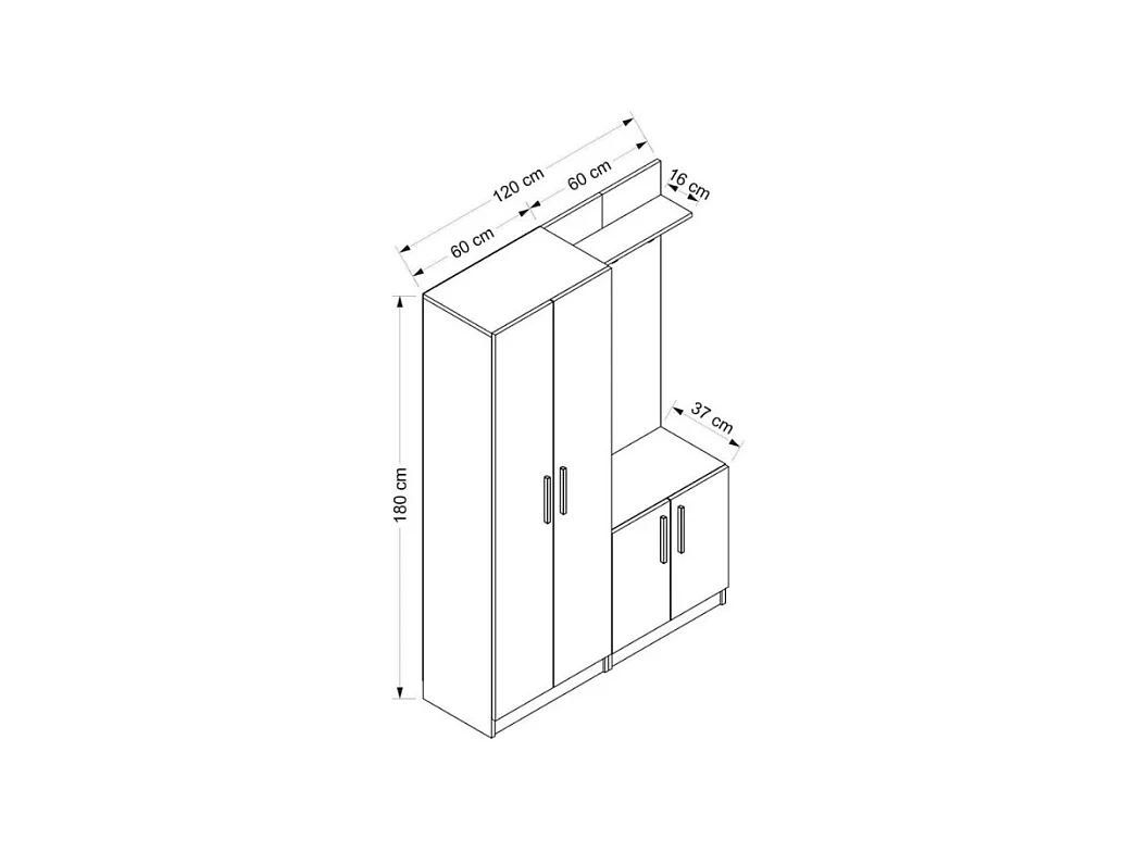 Armadio con appendiabiti Dante 120x37x180h colore bianco