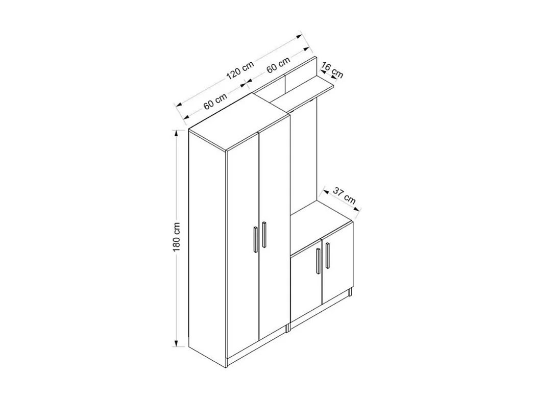 Armadio con appendiabiti Dante 120x37x180h colore bianco