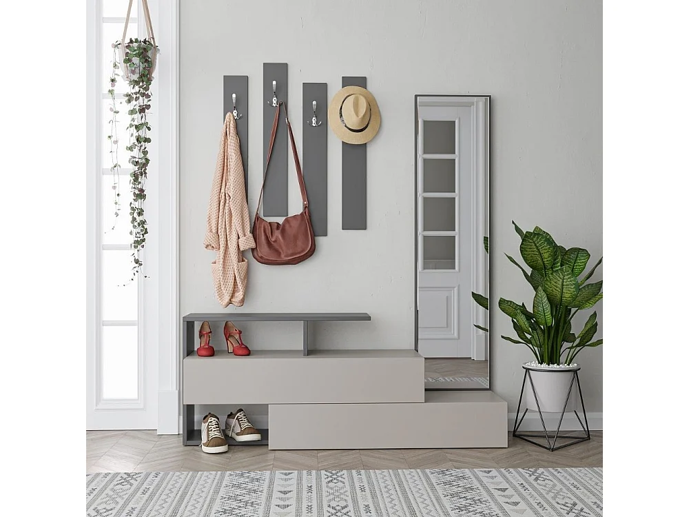 Mobile ingresso con specchio Ramda colore tortora antracite