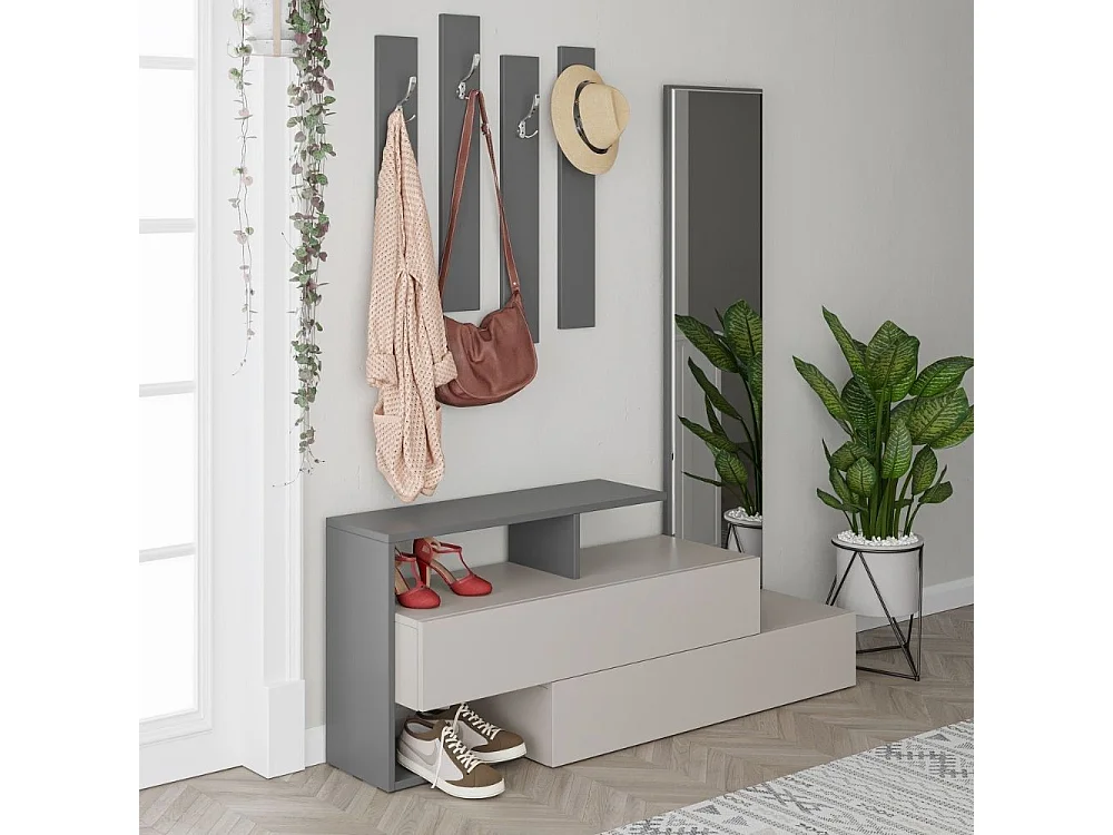 Mobile ingresso con specchio Ramda colore tortora antracite