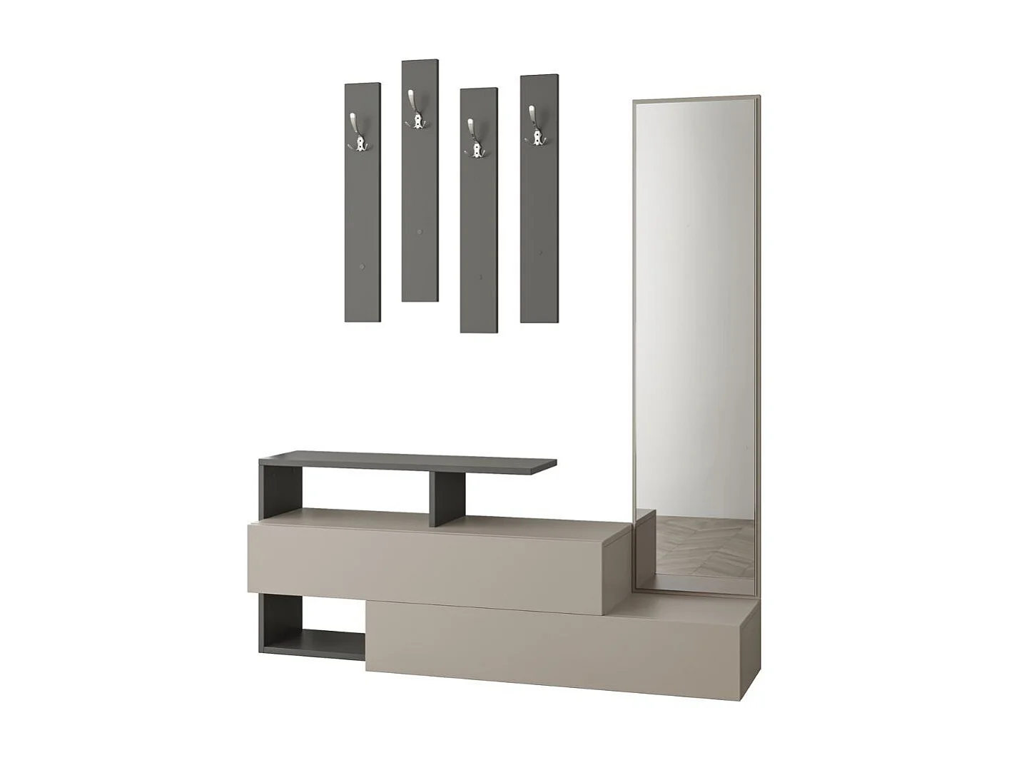 Mobile ingresso con specchio Ramda colore tortora antracite