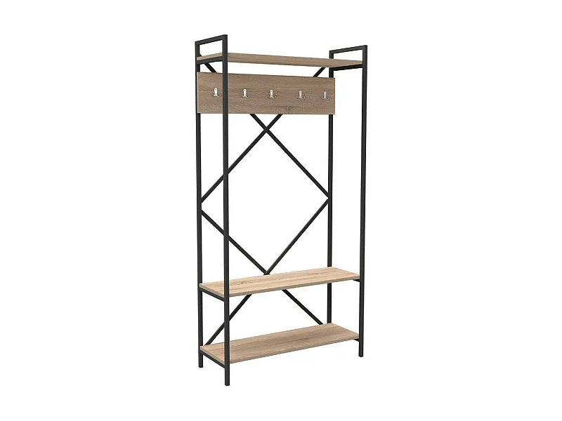 Scaffale ingresso appendiabiti Kety metallo colore antracite