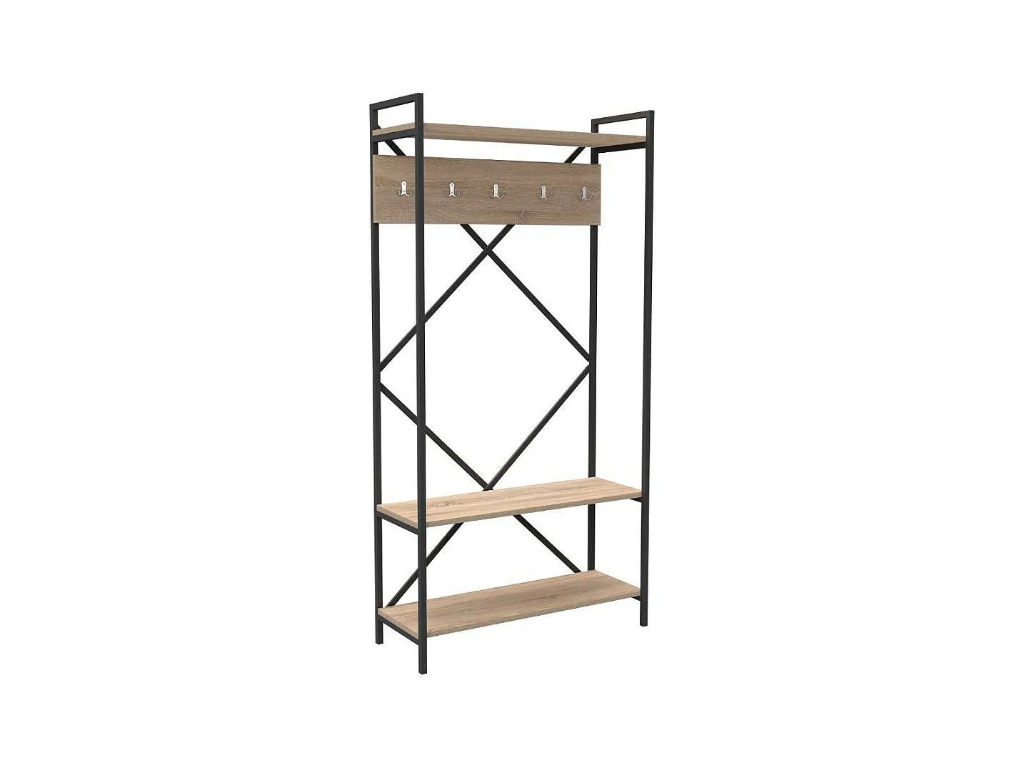 Scaffale ingresso appendiabiti Kety metallo colore antracite