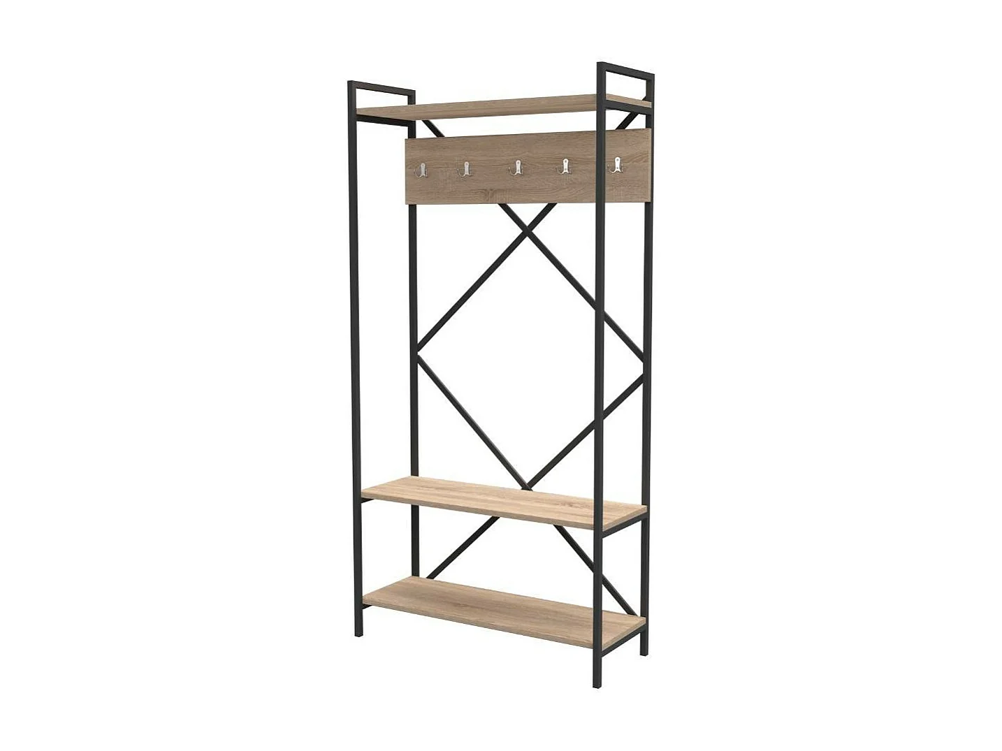 Scaffale ingresso appendiabiti Kety metallo colore antracite