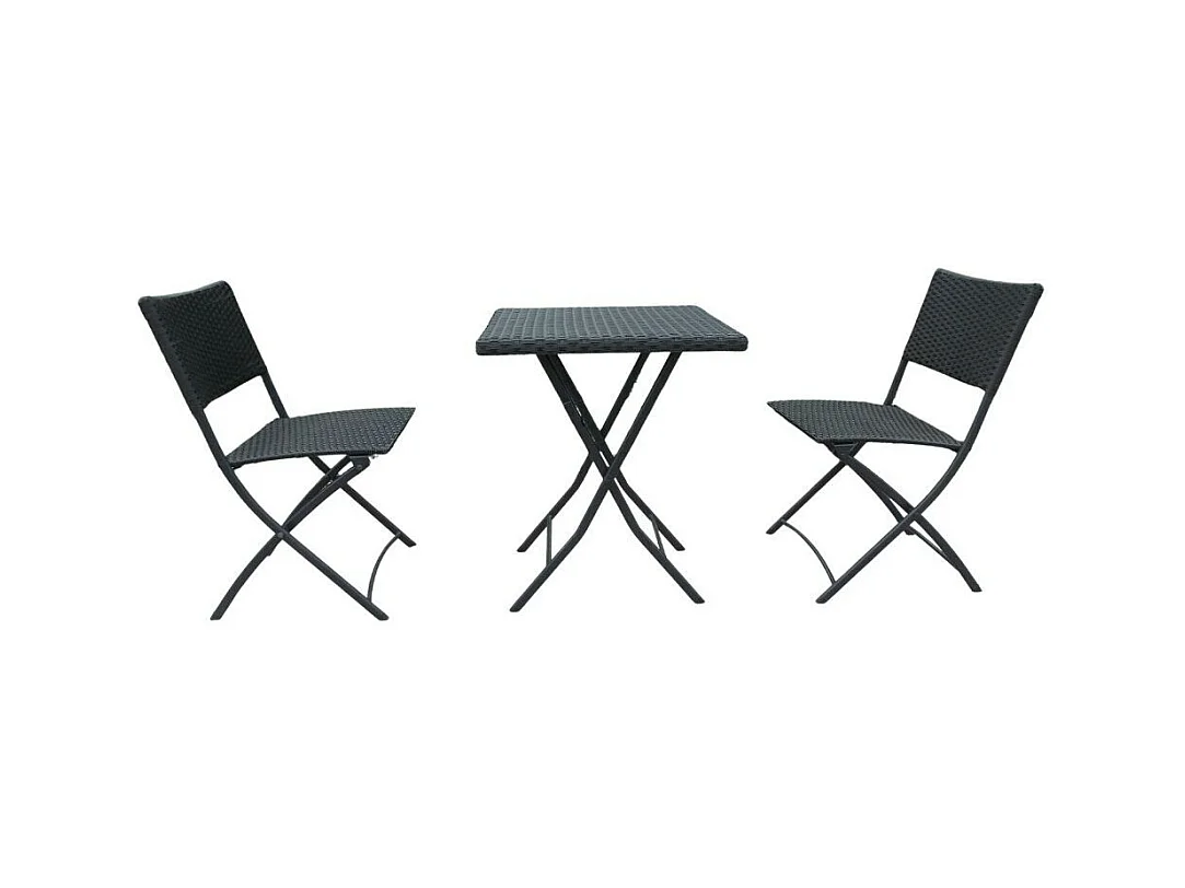 Set tavolo e sedie pieghevoli rattan colore nero WRB015