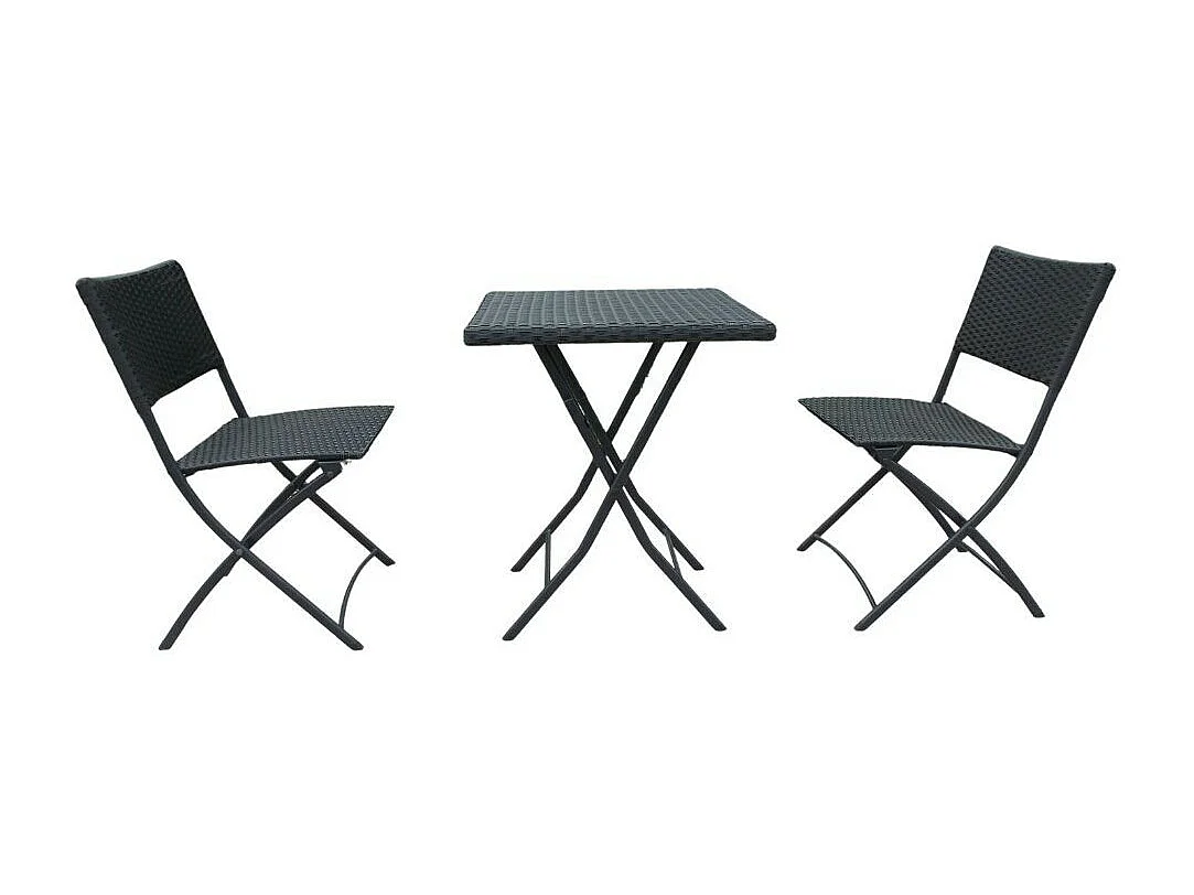 Set tavolo e sedie pieghevoli rattan colore nero WRB015