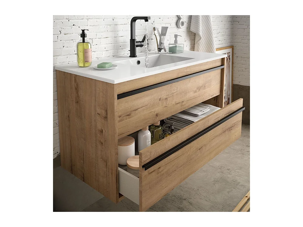 Mobile bagno sospeso rovere ostippo 2 cassetti 60x45x54h Ador60