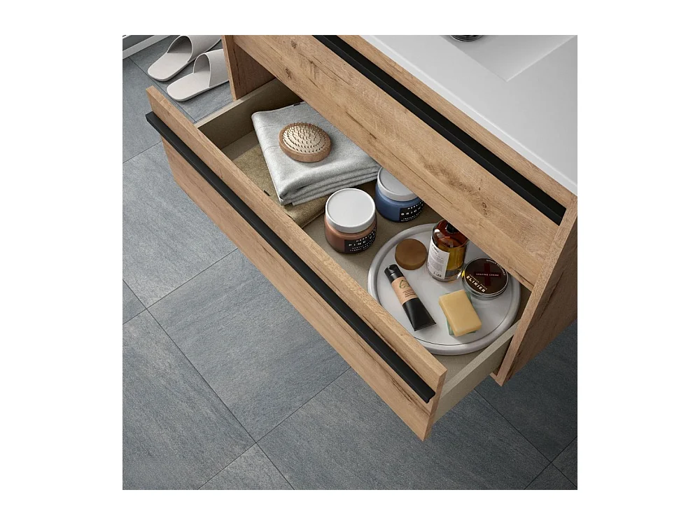 Mobile bagno sospeso rovere ostippo 2 cassetti 60x45x54h Ador60