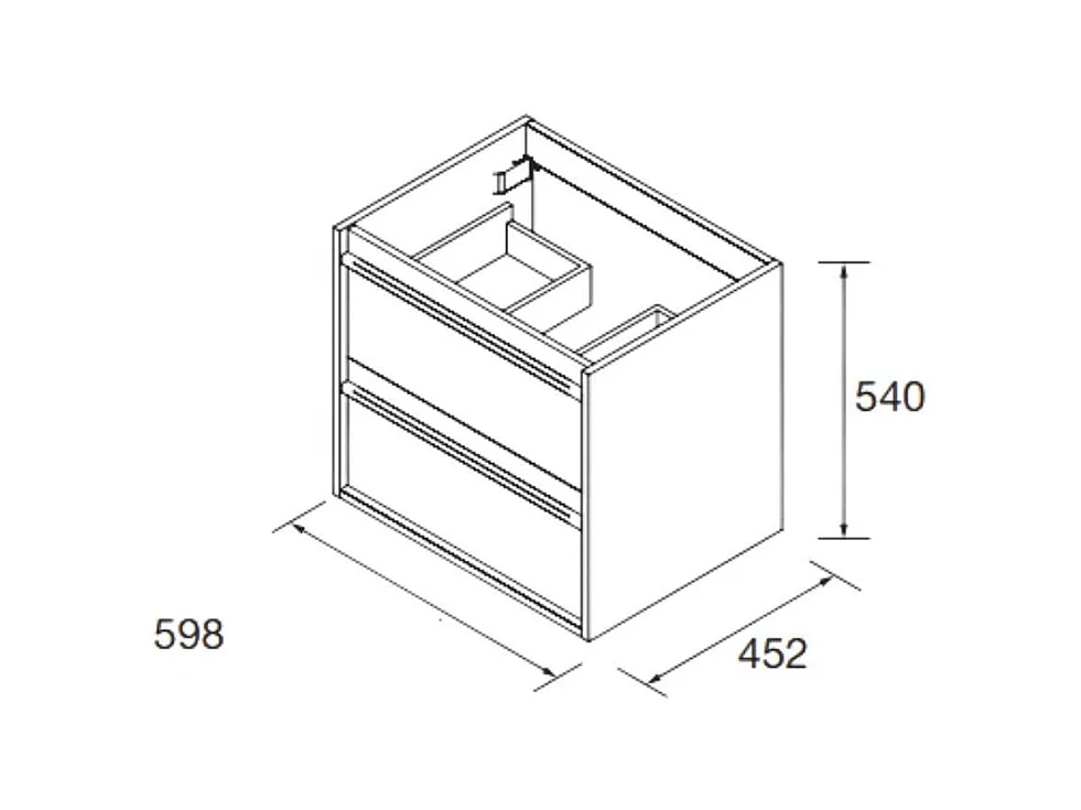 Mobile bagno sospeso rovere ostippo 2 cassetti 60x45x54h Ador60