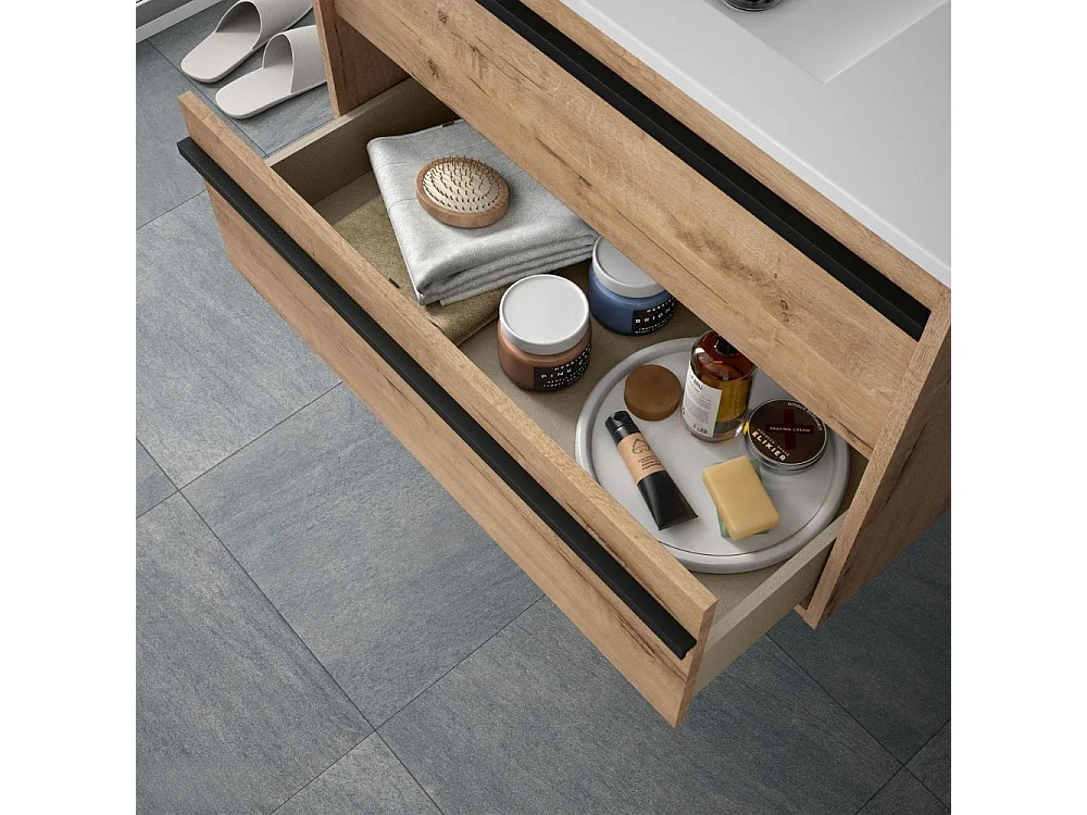 Mobile bagno sospeso rovere ostippo 2 cassetti 60x45x54h Ador60