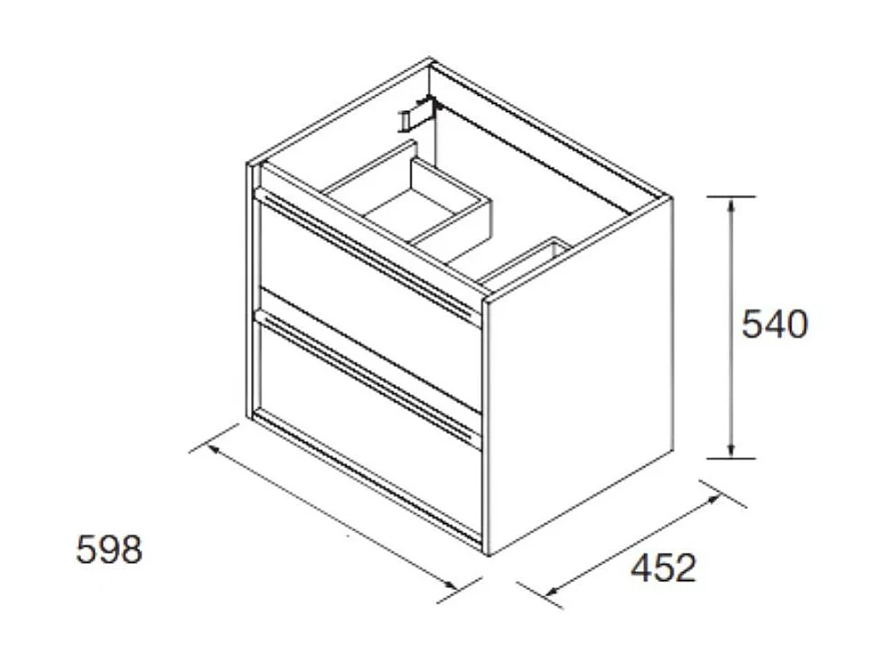 Mobile bagno sospeso rovere ostippo 2 cassetti 60x45x54h Ador60