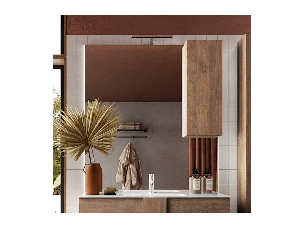 Specchio bagno con pensile e lampada LED Salemi 80x110h colore rovere mercure
