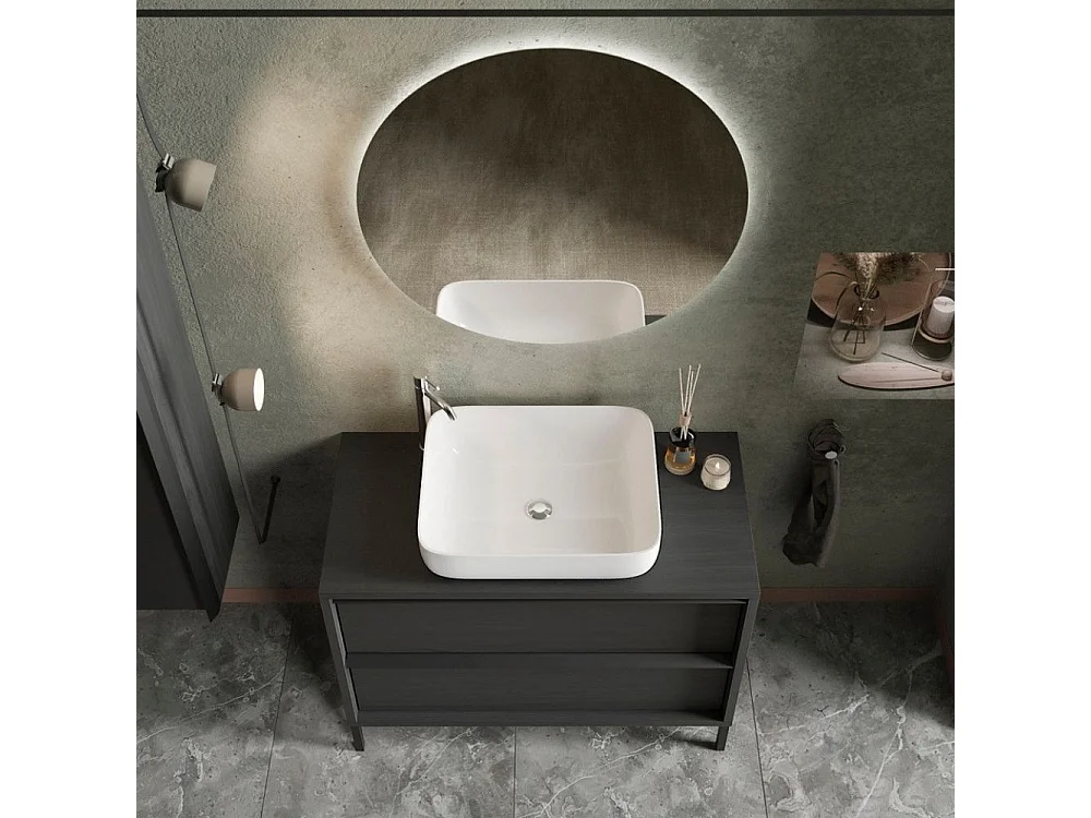 Mobile bagno 2 cassetti Adam105 colore nero frassinato 105x43x78H