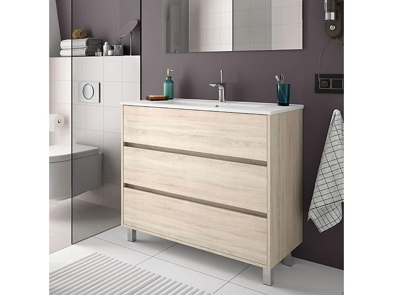 Mobile bagno rovere caledonia 3 cassetti 100x45x86h Elmas100