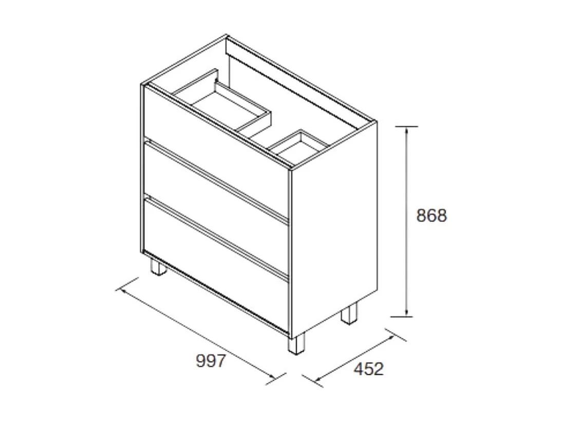 Mobile bagno rovere caledonia 3 cassetti 100x45x86h Elmas100