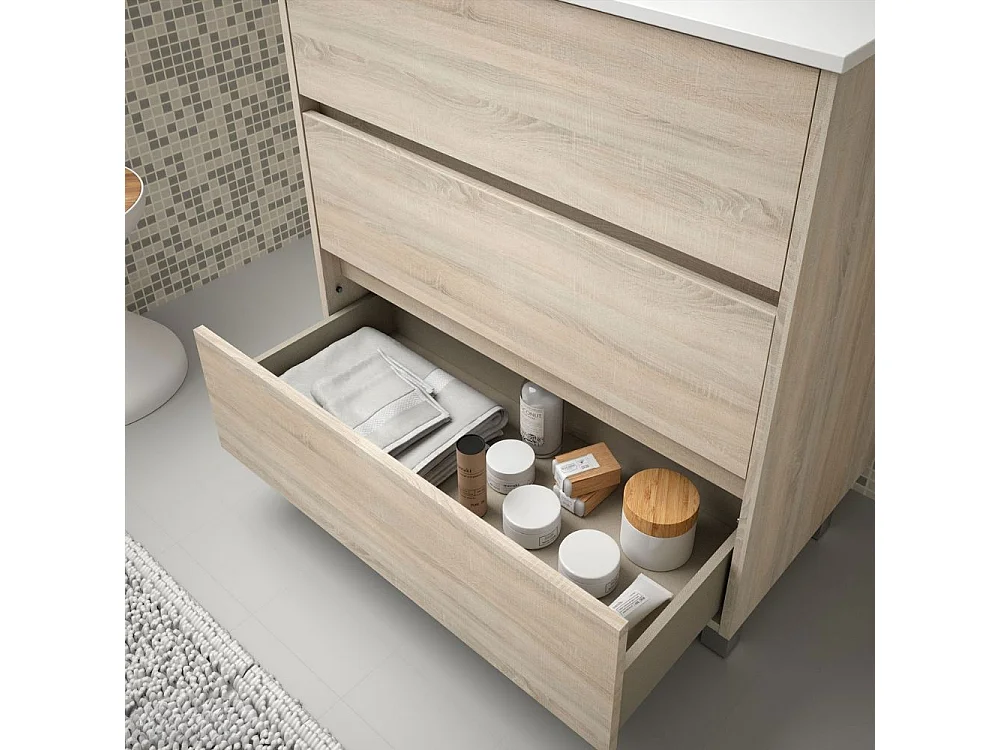 Mobile bagno rovere caledonia 3 cassetti 100x45x86h Elmas100