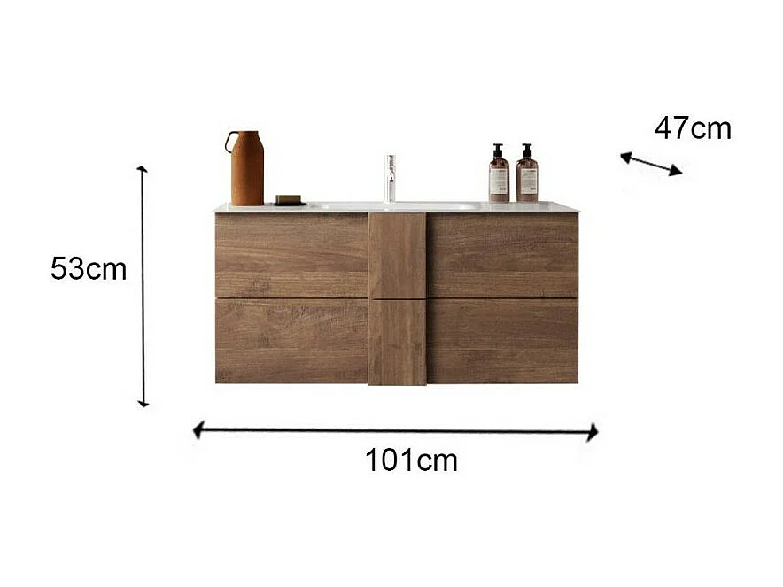 Mobile bagno sospeso Salemi100 colore rovere mercure 101x47x53H