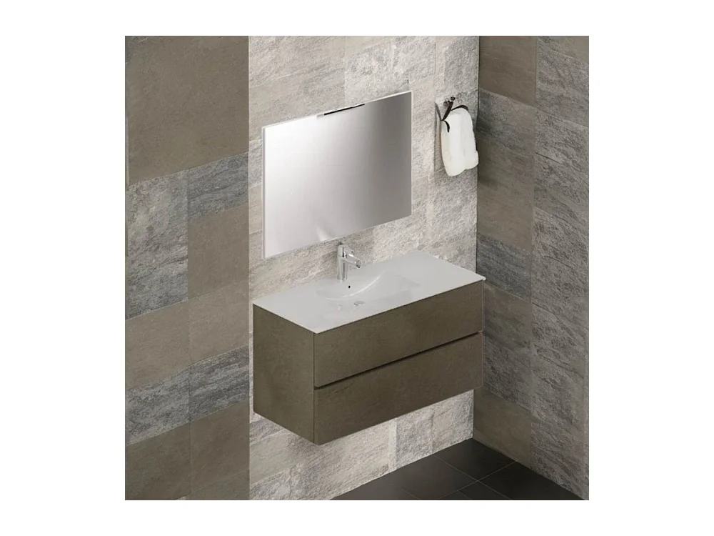 Mobile bagno sospeso argilla 2 cassetti con lavabo e specchio COMP100AR 101x46x54h