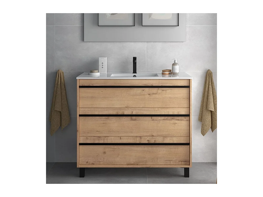 Mobile bagno rovere ostippo 3 cassetti 100x45x86h Geco100