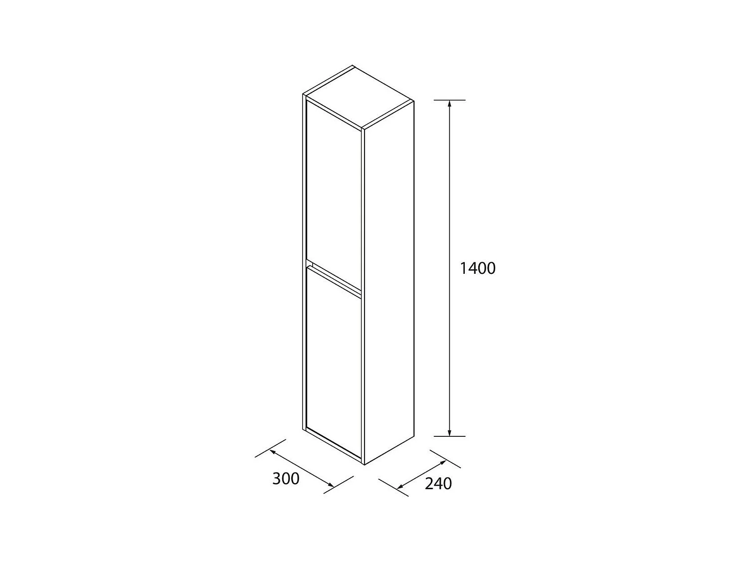 Colonna pensile bagno bianco laccato lucido due ante 30x24x140 Jorge