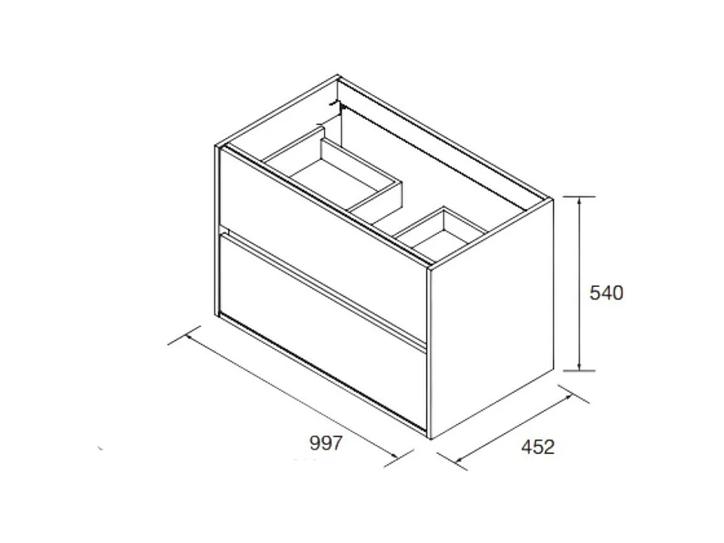 Mobile bagno sospeso bianco laccato lucido 2 cassetti 100x45x56h Claros100