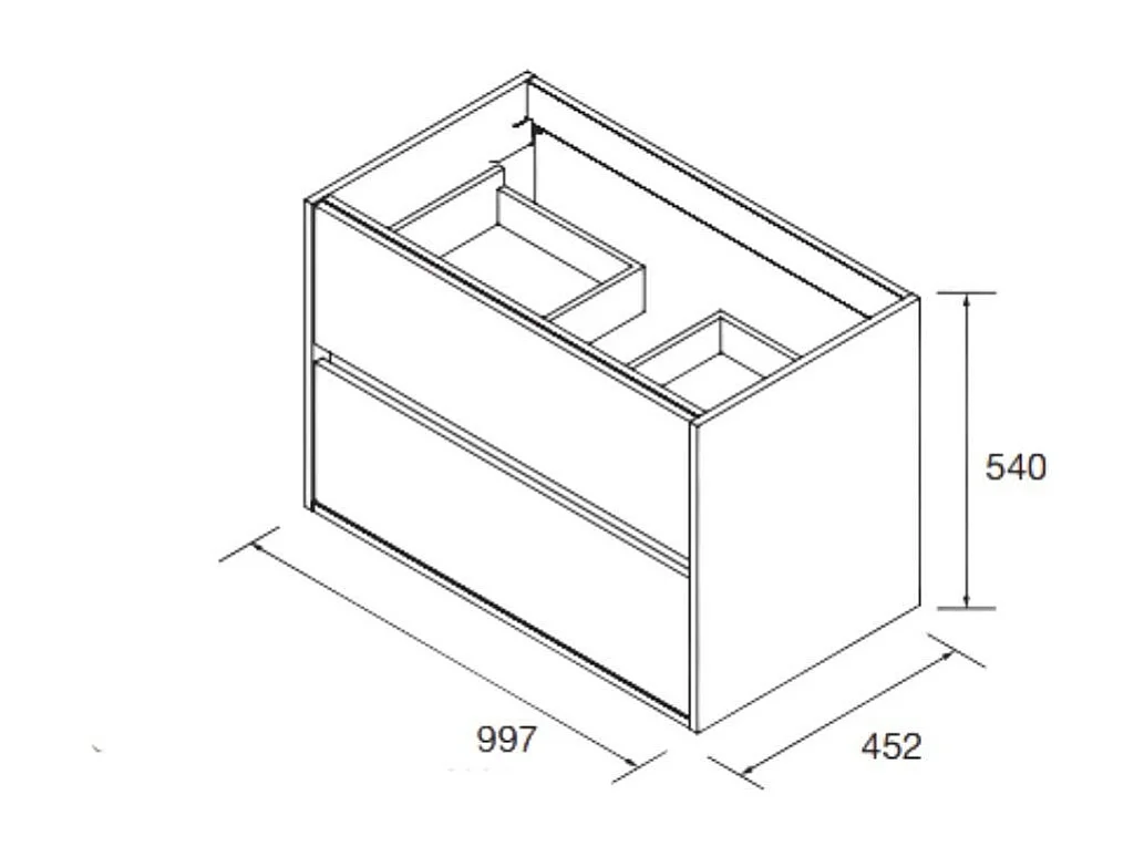 Mobile bagno sospeso bianco laccato lucido 2 cassetti 100x45x56h Claros100