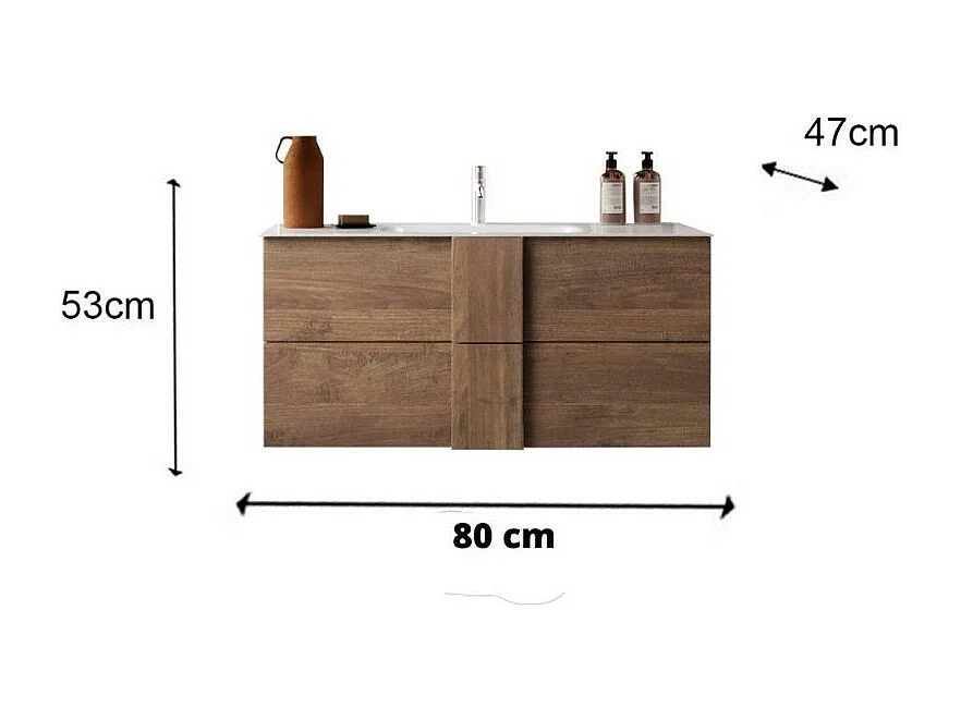 Mobile bagno sospeso Salemi80 colore rovere mercure 80x47x53H